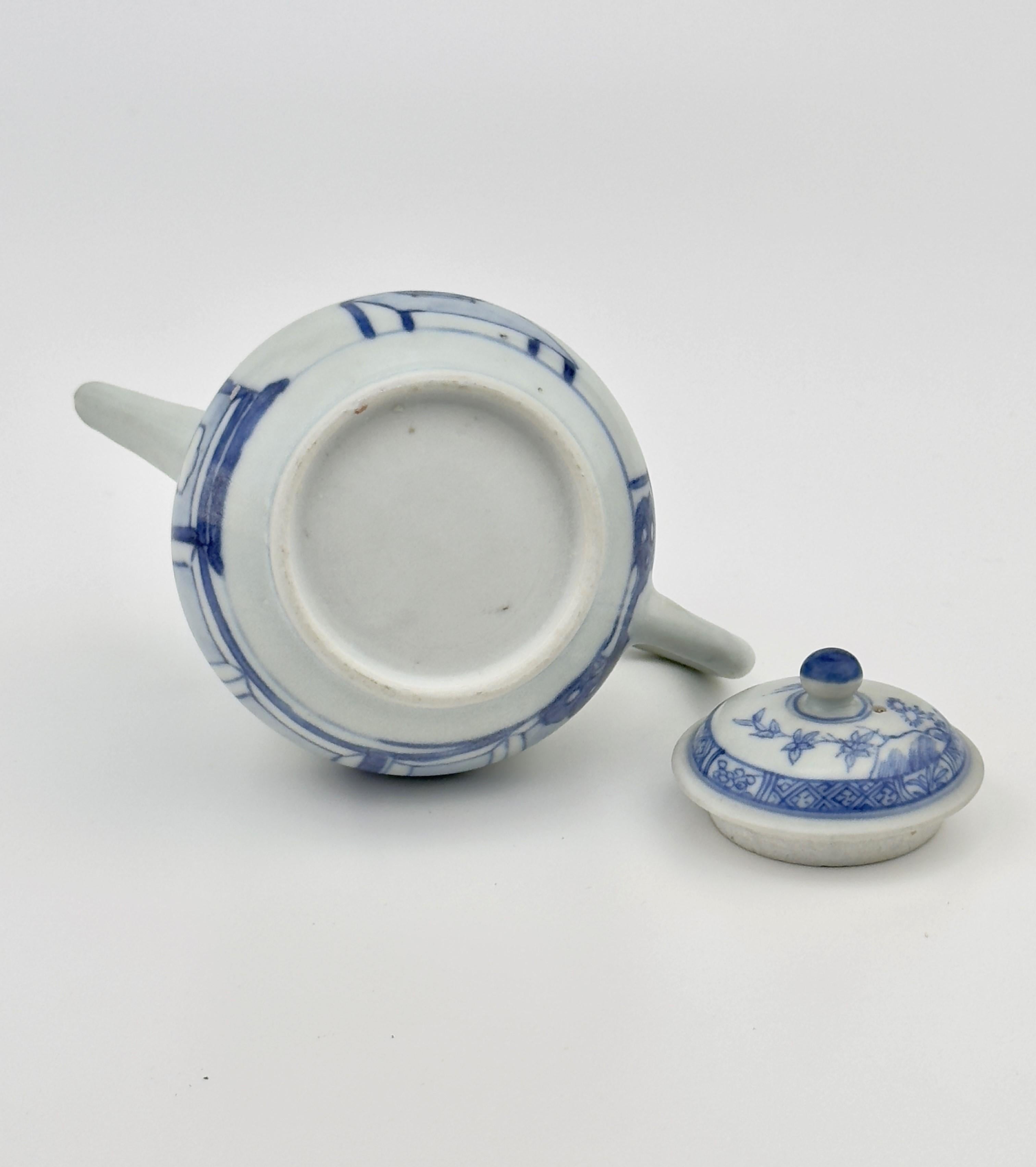 Early 18th Century 'Imari Pavilion' Pattern Blue And White Teapot C 1725, Qing Dynasty, Yongzheng For Sale