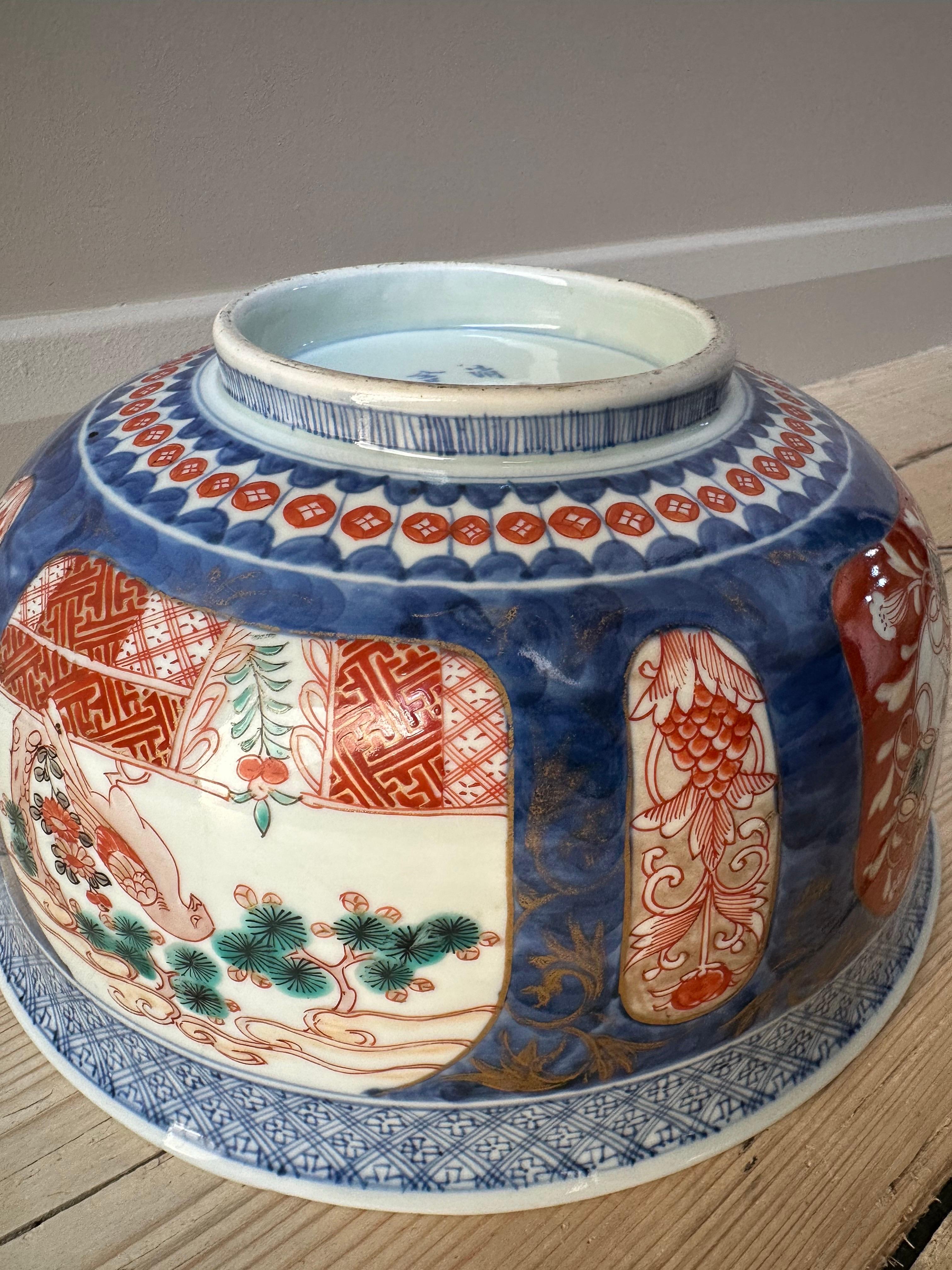 Imari Porcelain Blue & Red Large Bowl, Early 19th century For Sale 10