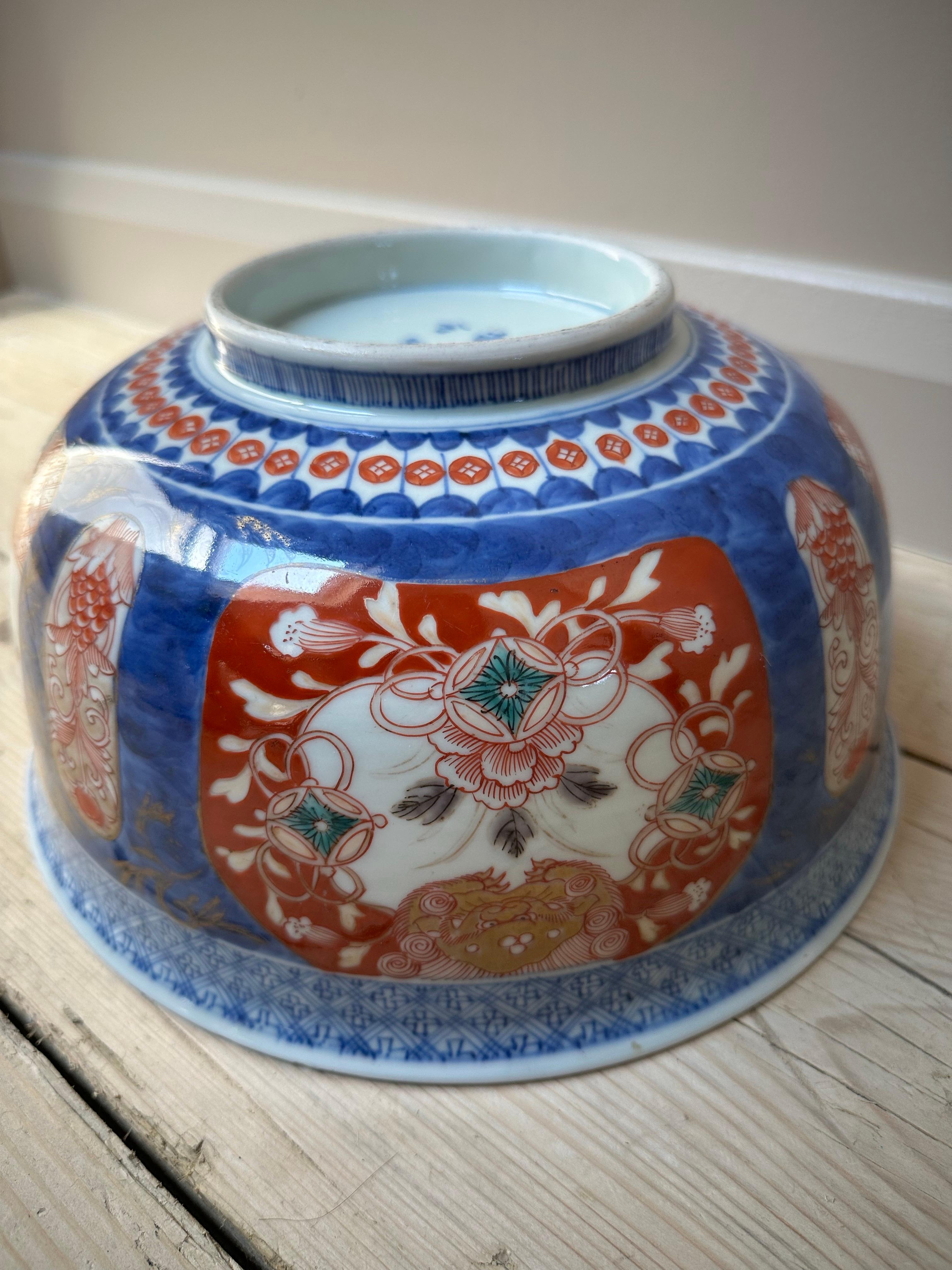 Imari Porcelain Blue & Red Large Bowl, Early 19th century For Sale 2