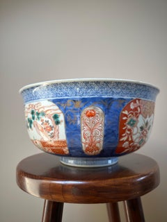 Imari Porcelain Blue & Red Large Bowl, Early 19th century