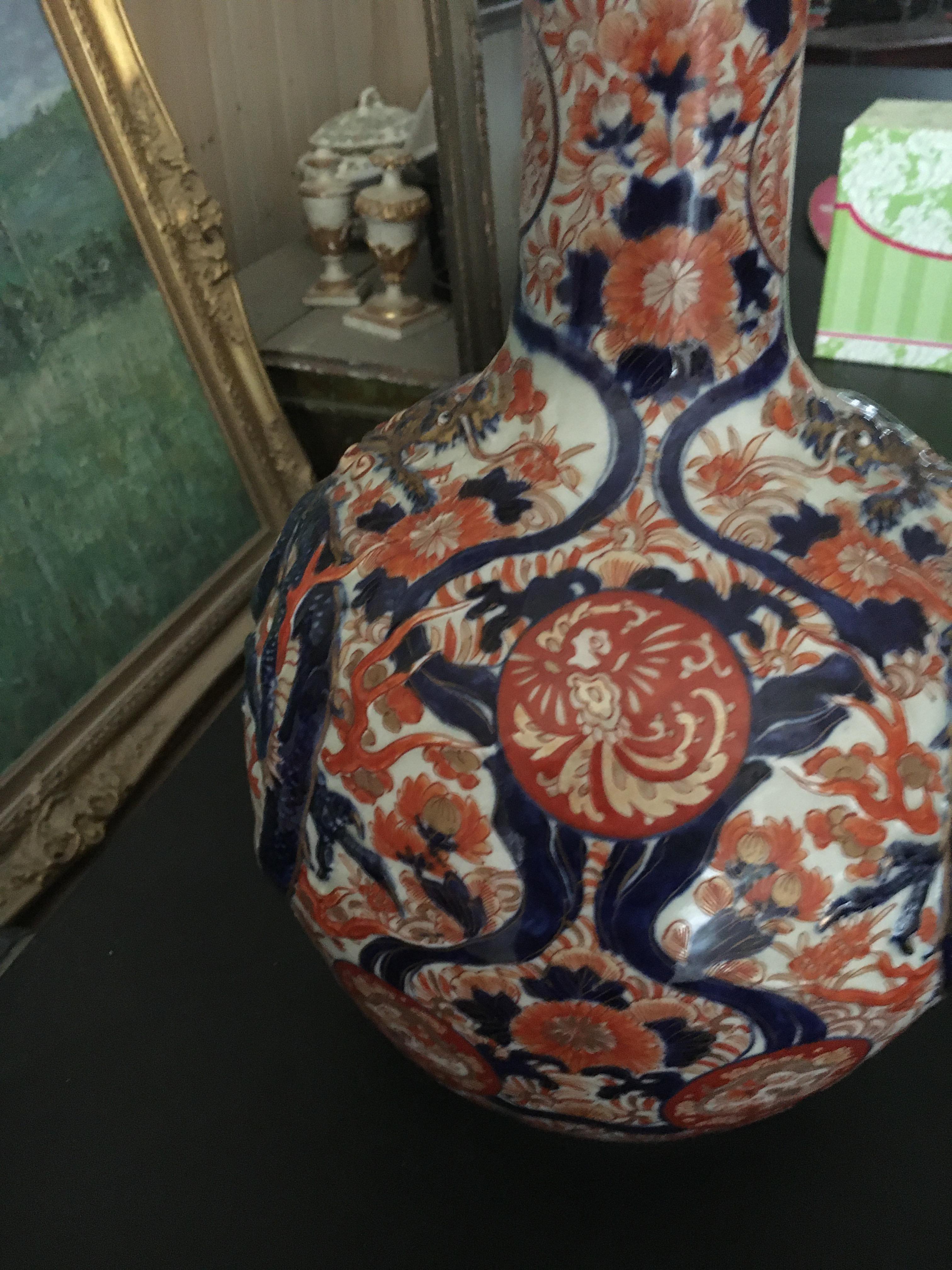 Imari Porcelain Bottle Vase, Part of a large collection of Imari. For Sale 2