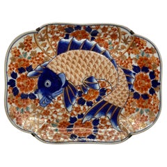 Imari porcelain Carp dish, Arita, Japan, c. 1890, Meiji Period.