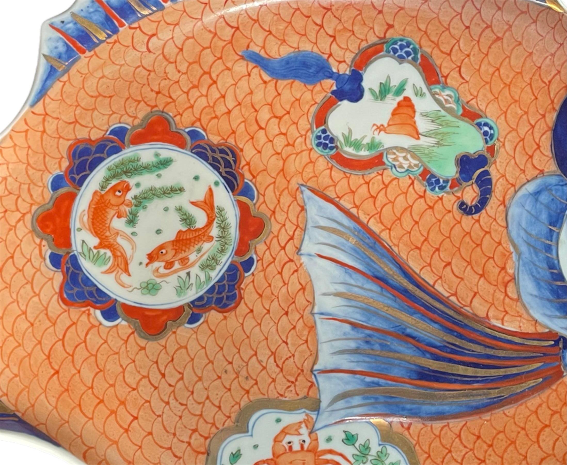 Meiji Imari Porcelain Fish Plate