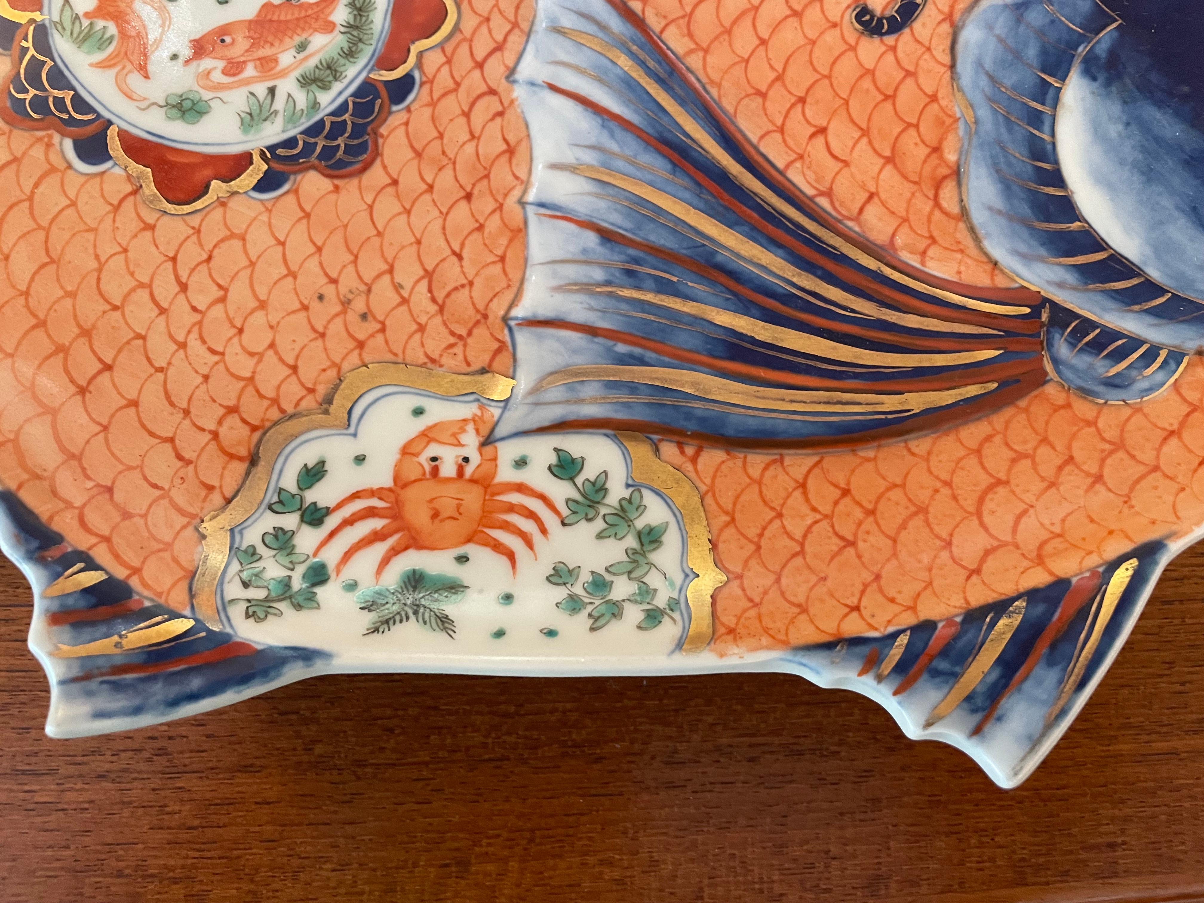 20th Century Imari Porcelain Fish Plate