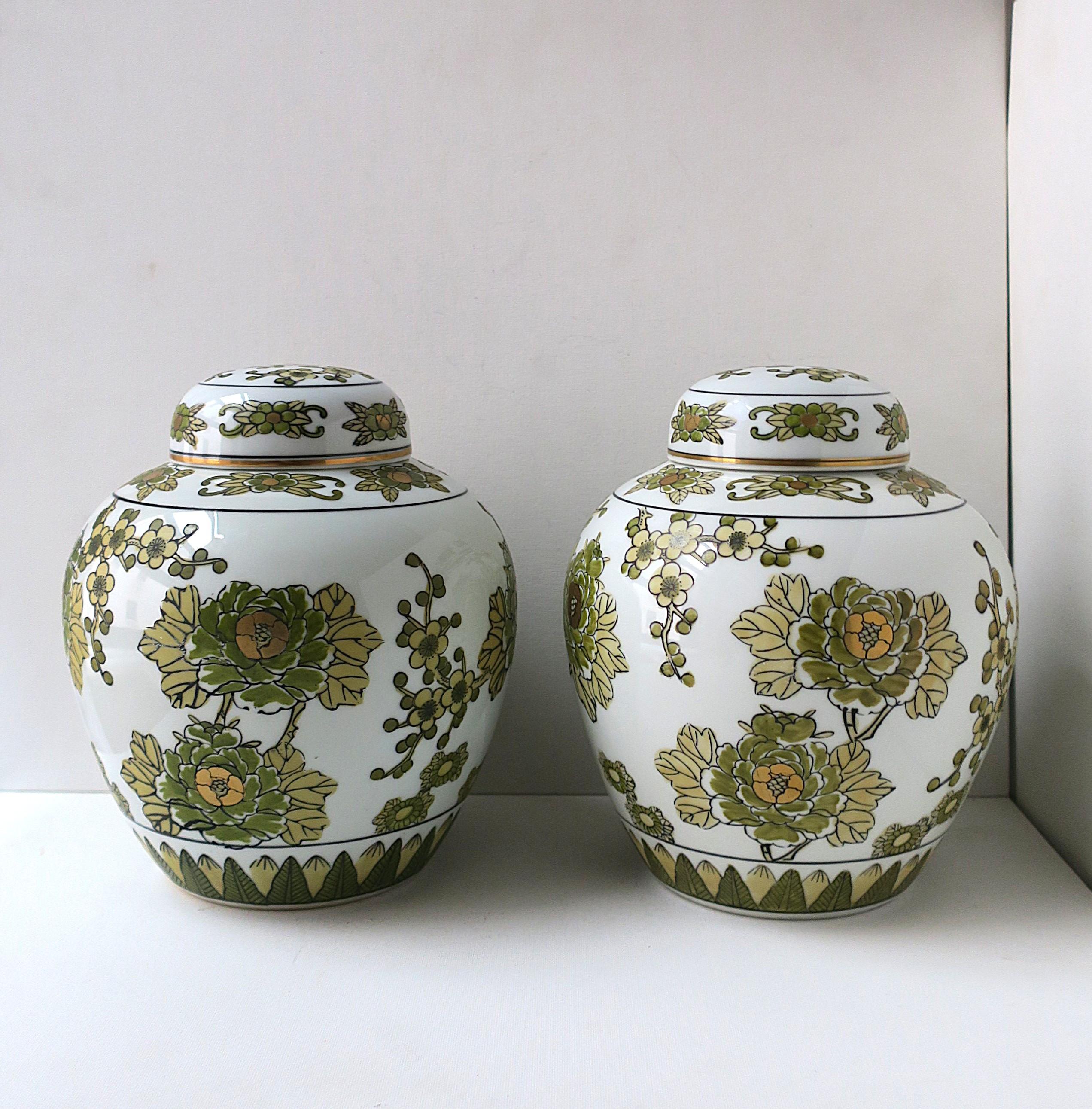 Imari Porcelain Ginger Jar Vases Bird Design, Pair 3