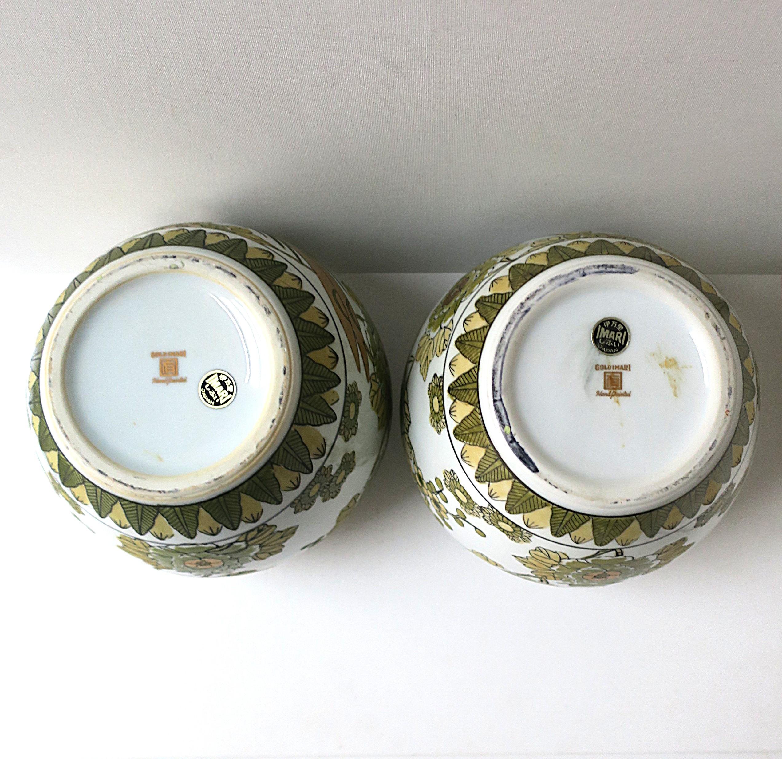 Imari Porcelain Ginger Jar Vases Bird Design, Pair 8