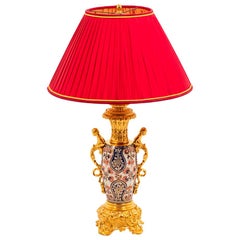 Imari Style Lamp in Bayeux Porcelain and Gilt Bronze, circa 1880