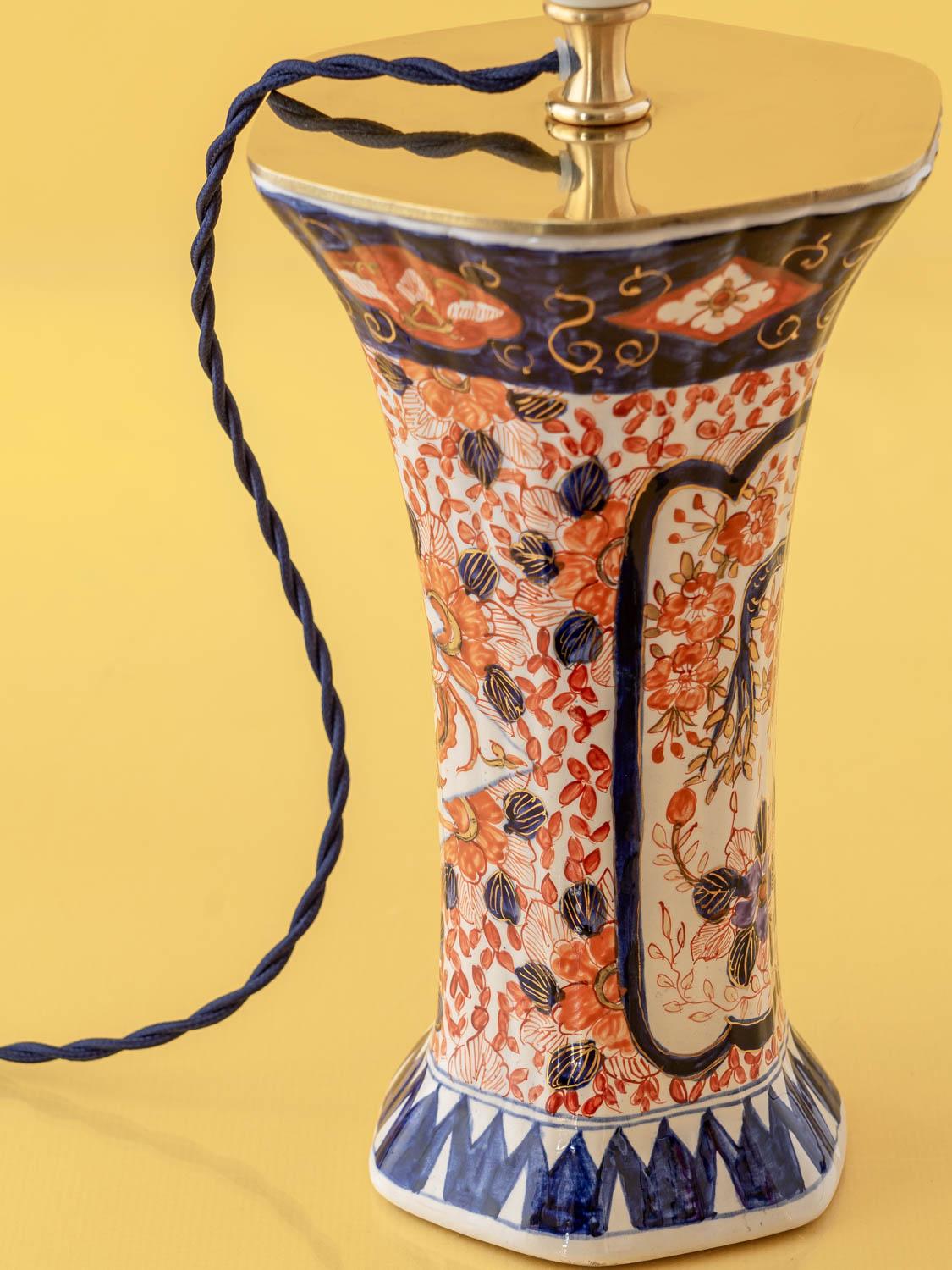 Imari-Style Table Lamps by Jaap Heinen (1980s) with New Pleated Shades, Pair 5
