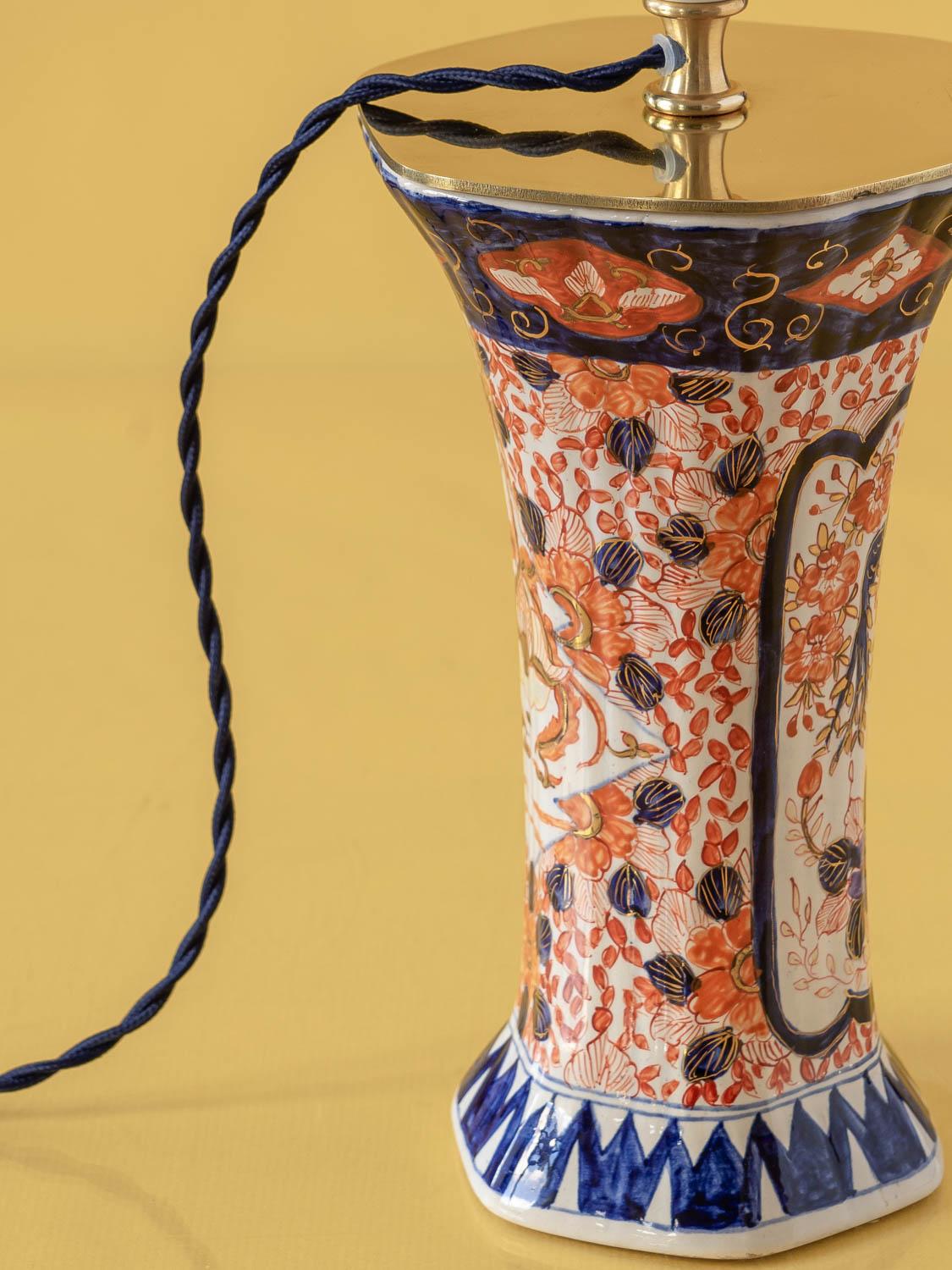 Brass Imari-Style Table Lamps by Jaap Heinen (1980s) with New Pleated Shades, Pair