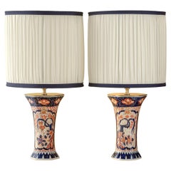 Tischlampen im Imari-Stil von Jaap Heinen (1980er Jahre) mit neuen plissierten Schirmen, Paar