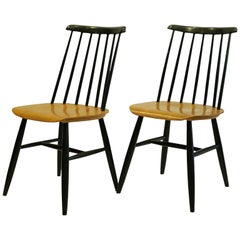 Imari Tapiovaara Teak and Black Lacquered Dining Chairs, circa 1940-1949