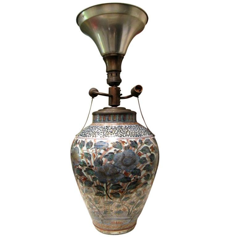 Imari Vase Mounted In Lamp