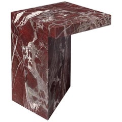 Imbalance Side Table in Rosso Lepanto Marble by Hervé Langlais