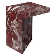 Table d'appoint Imbalance en marbre Rosso Lepanto par Hervé Langlais