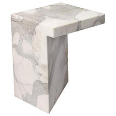 Imbalance Side Table in Statuario Marble by Hervé Langlais