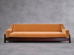 Imbuia Wood Sofa by Móveis Cimo, 1960s, Brazil, Dedar Milano Fabric