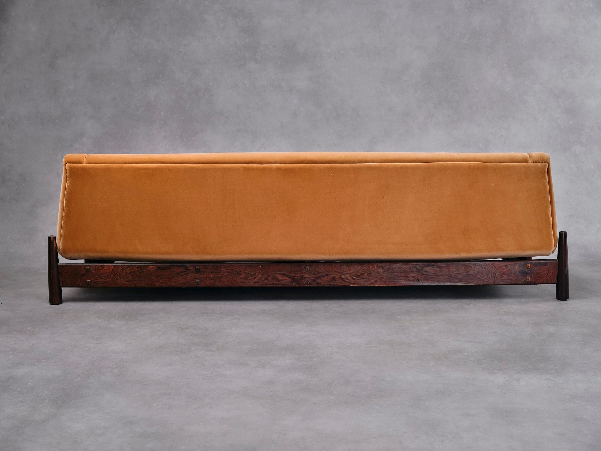 Mid-20th Century Imbuia Wood Sofa by Móveis Cimo 1960s Brazil Dedar Milano Fabric For Sale
