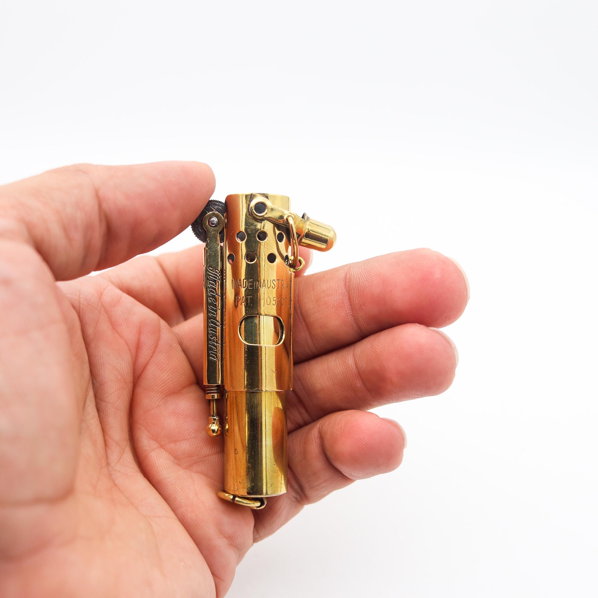 IMCO mechanical lighter made by the Julius Franz Meister Company.

This is an amazing authentic petrol lighter original from the art deco period. This industrial piece was originally designed and patented by Hans Silverknopf and was made in Austria