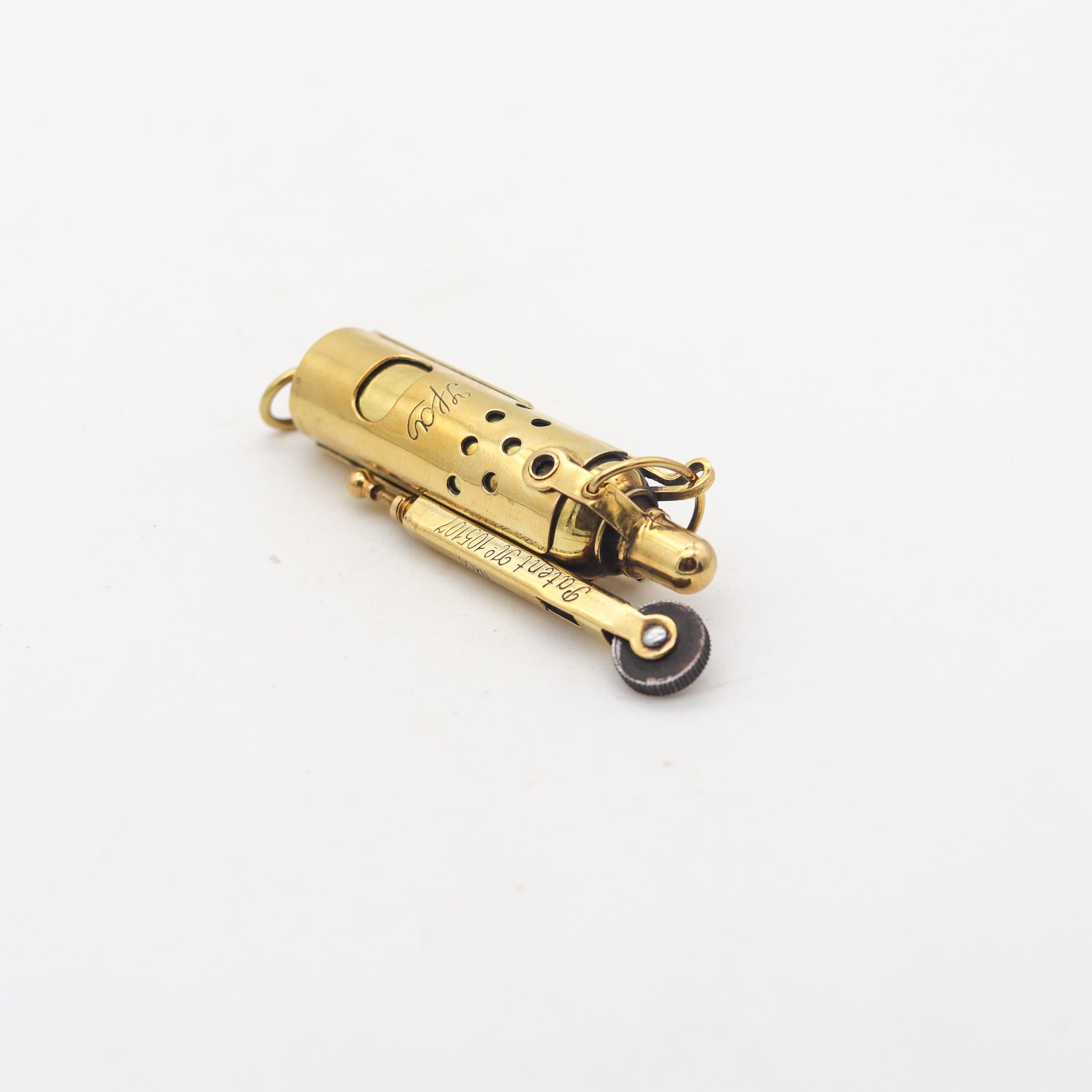 Hand-Crafted IMCO 1000 Ifa-Storm 1924 Julius Meister Thumbwheel Mechanical Lighter In Brass