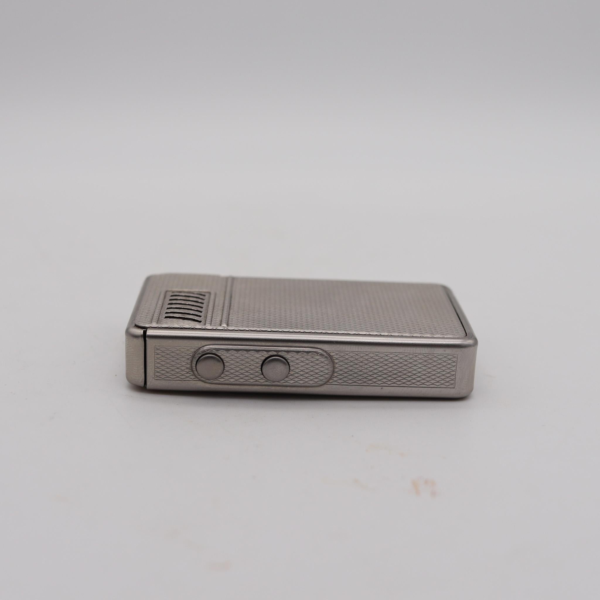 Etched IMCO 6300 Primex 1953 Julius Franz Meister Petrol Lighter Chromed Steel In Box For Sale