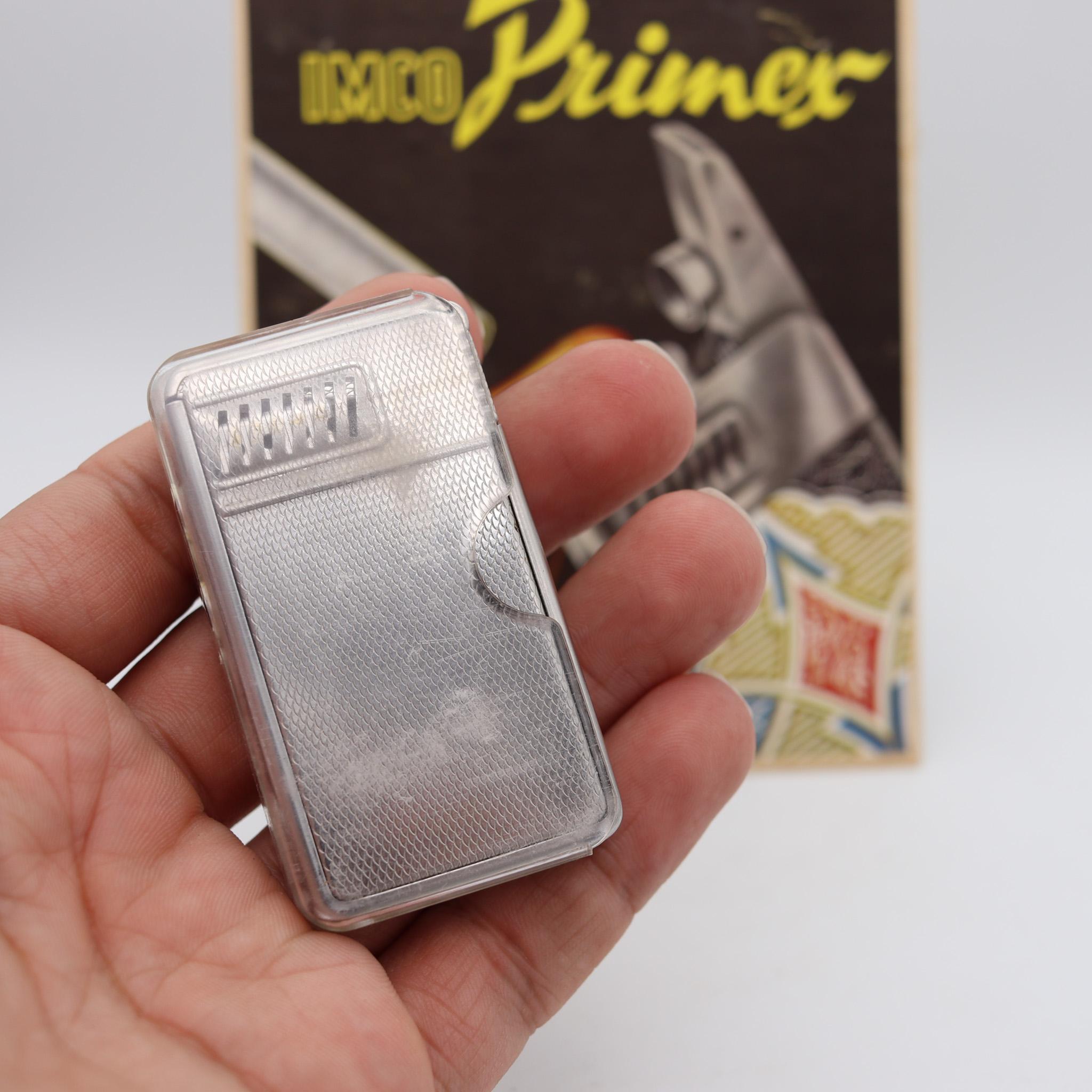IMCO 6300 Primex 1953 Julius Franz Meister Petrol Lighter Chromed Steel In Box In Excellent Condition For Sale In Miami, FL