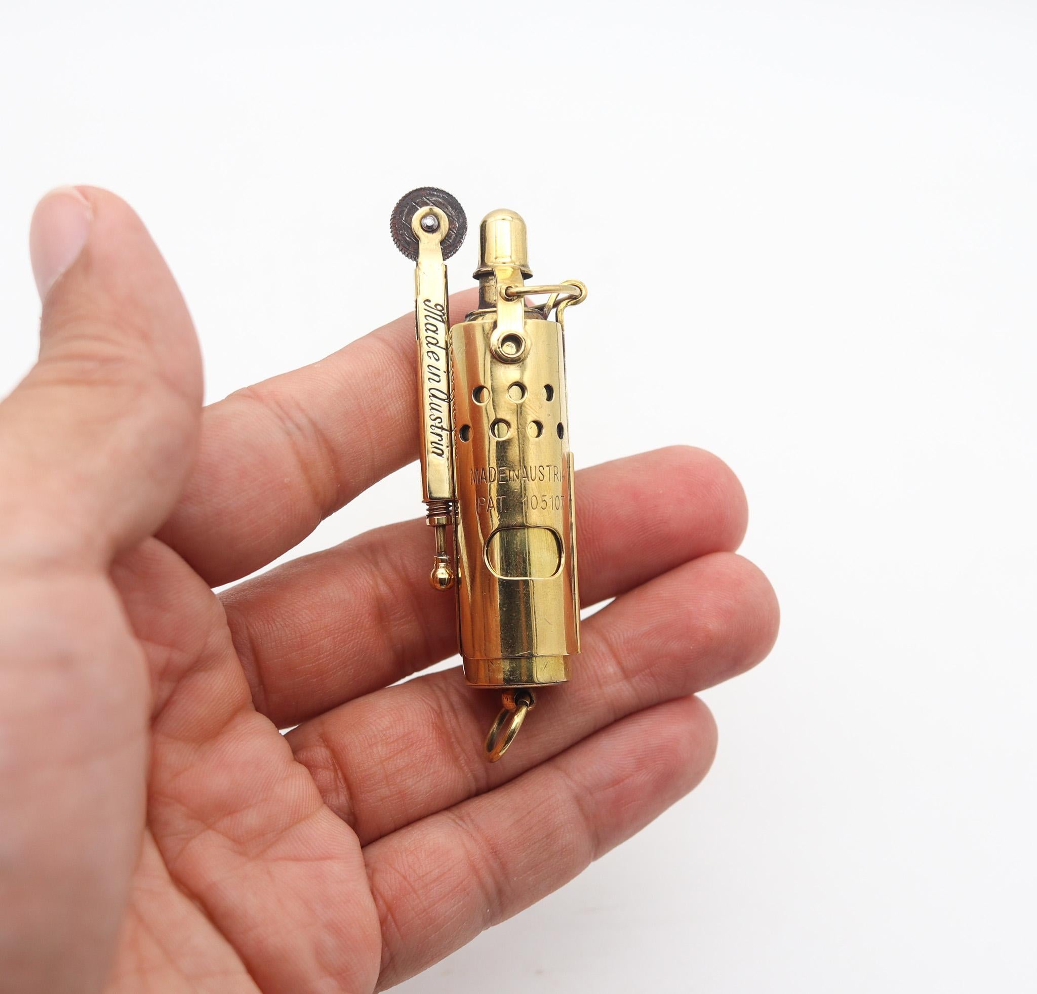 Art Deco IMCO Julius Meister 1000 Ifa Storm Thumbwheel Mechanical Lighter In Solid Brass For Sale