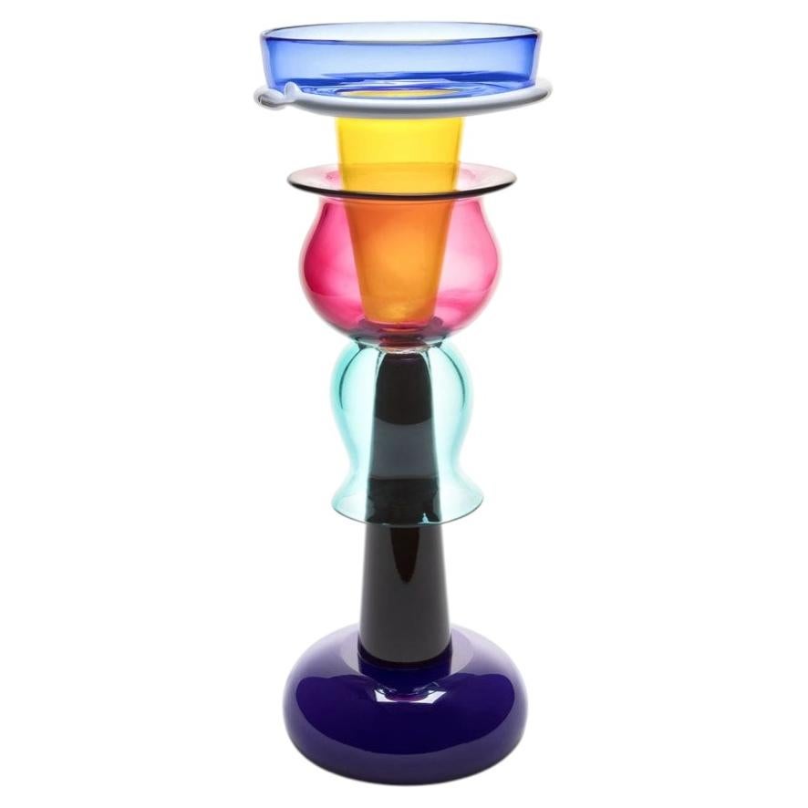 Imera Vase by Ettore Sottsass, Hand-Blown Murano Glass, Memphis 1986, Italy