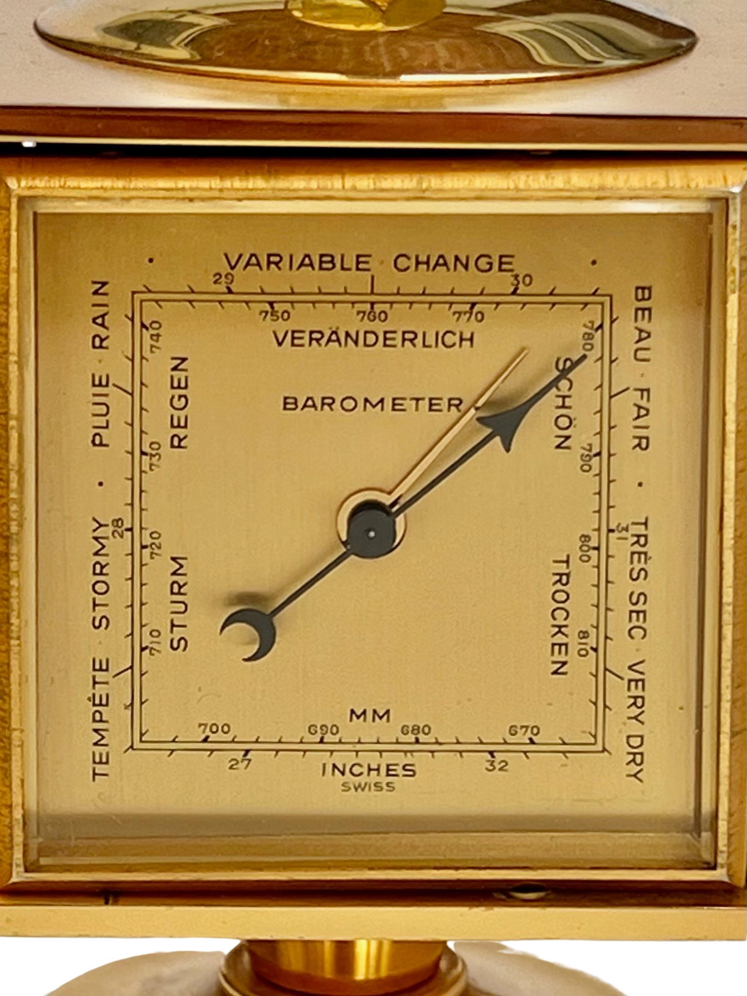 Imhof Midcentury Gilt Desk Clock and Weather Compendium For Sale 6