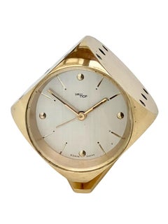 Imhof Mid Century Gold Dice Motif Swiss Alarm Clock