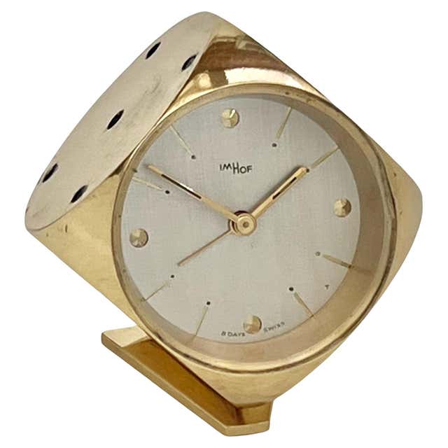 Vintage Imhof for Saks Fifth Avenue Circular Brass Desk Clock