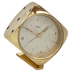 Imhof Mid Century Gold Dice Motif Swiss Alarm Clock