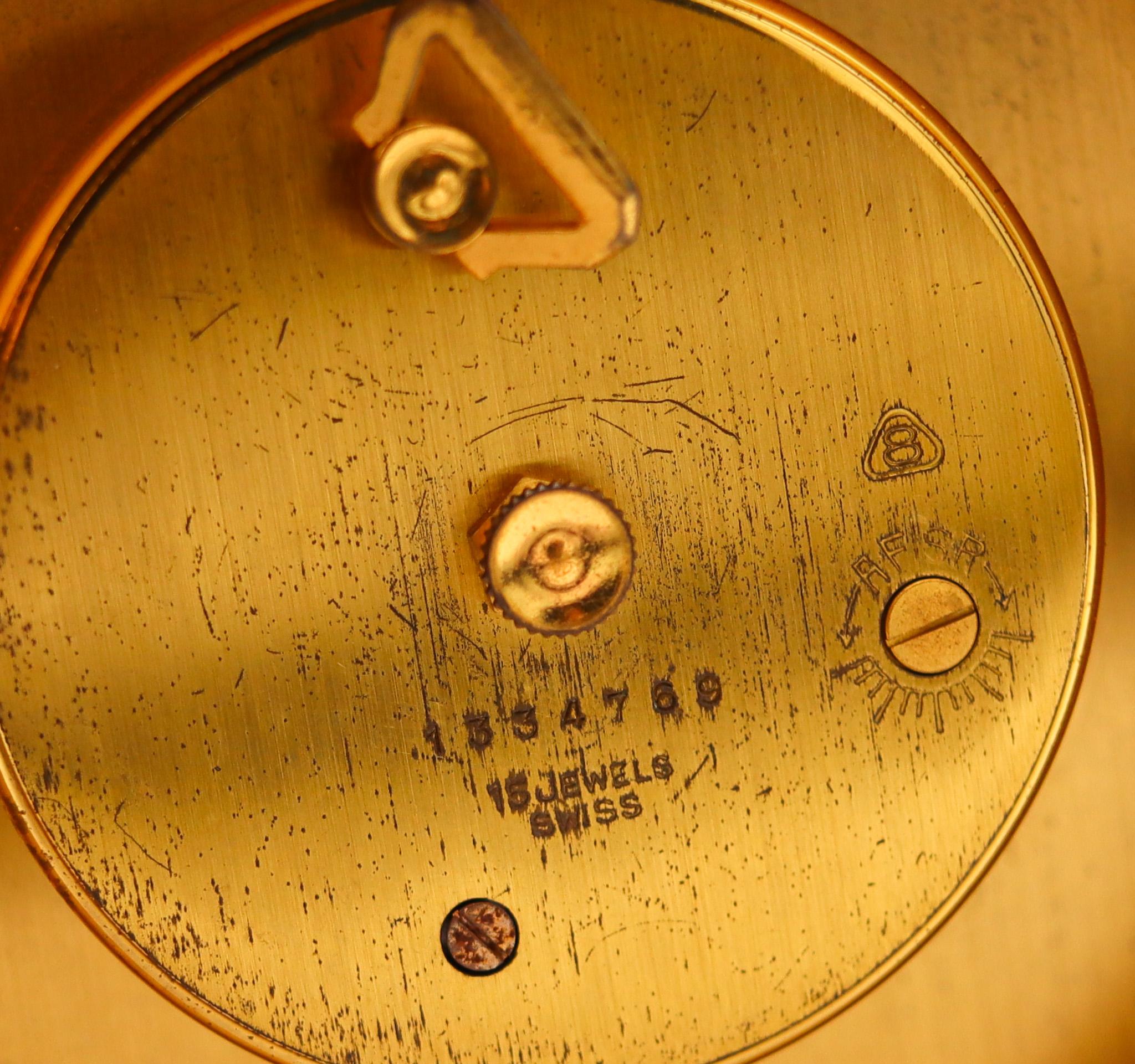 Horloge de bureau de 8 jours Imhof en bronze avec horloge à 24h, Suisse, 1960 en vente 2