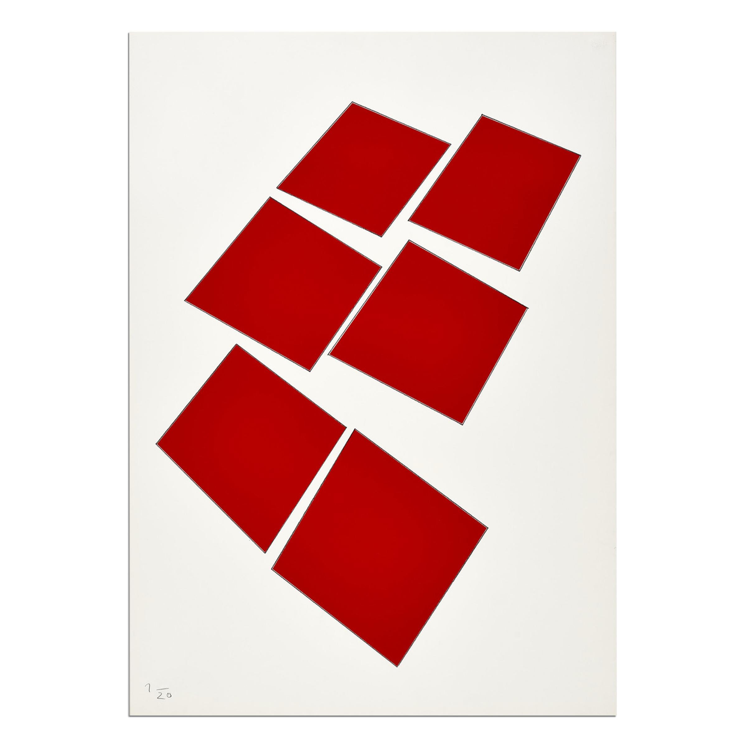 Imi Knoebel, Rote Konstellation - Suite von 6 Drucken, Abstrakte Kunst, Minimalismus im Angebot 1