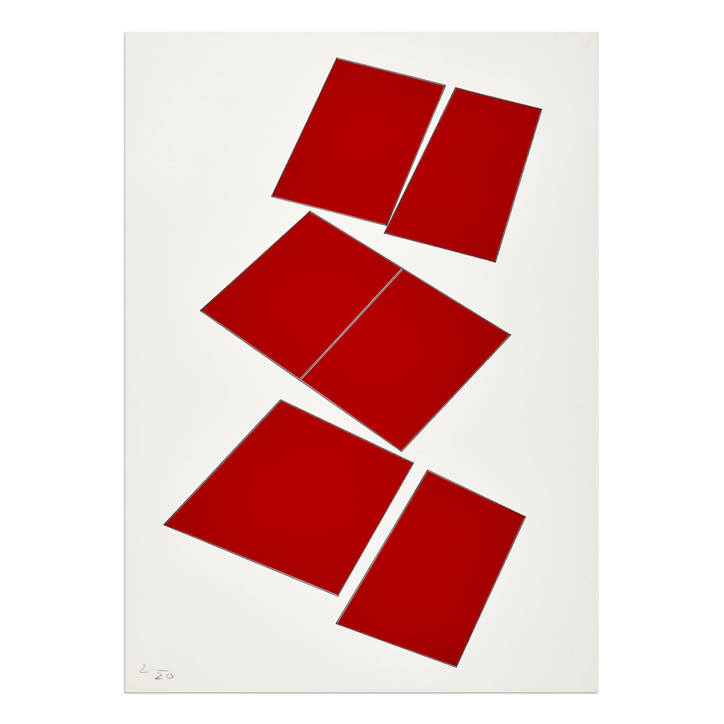 Imi Knoebel, Rote Konstellation - Suite of 6 Prints, Abstract Art, Minimalism For Sale 2