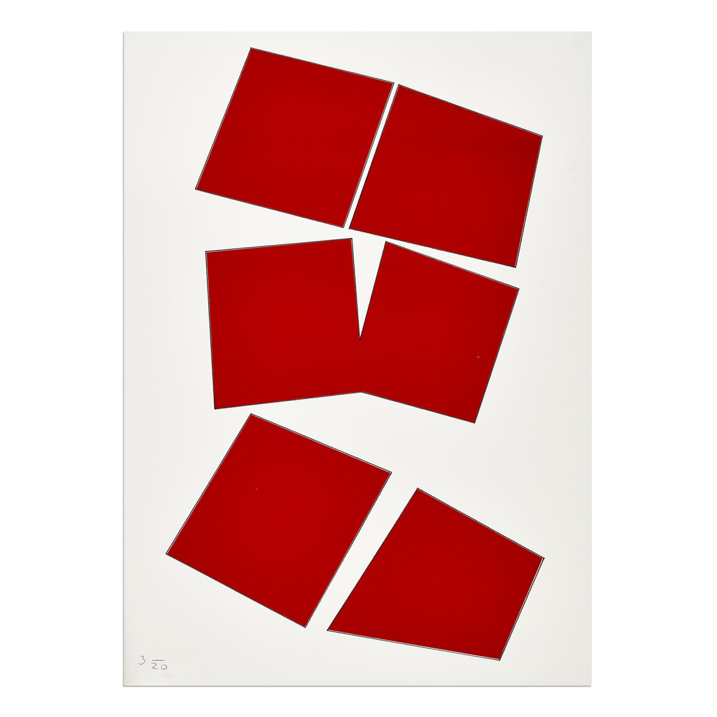 Imi Knoebel, Rote Konstellation - Suite of 6 Prints, Abstract Art, Minimalism For Sale 3