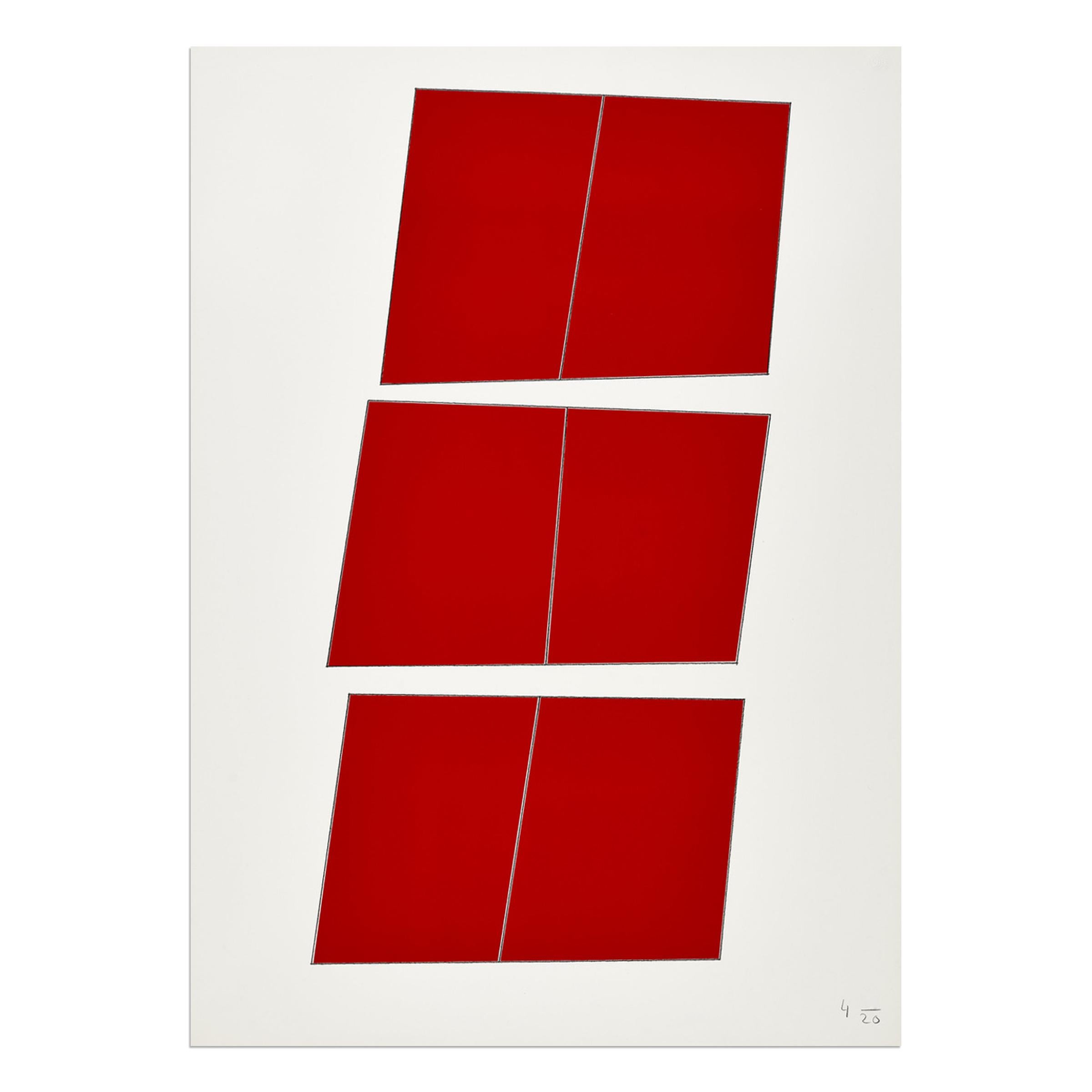 Imi Knoebel, Rote Konstellation - Suite of 6 Prints, Abstract Art, Minimalism For Sale 4