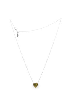 Imitation Diamond Heart Silver Necklace Canary