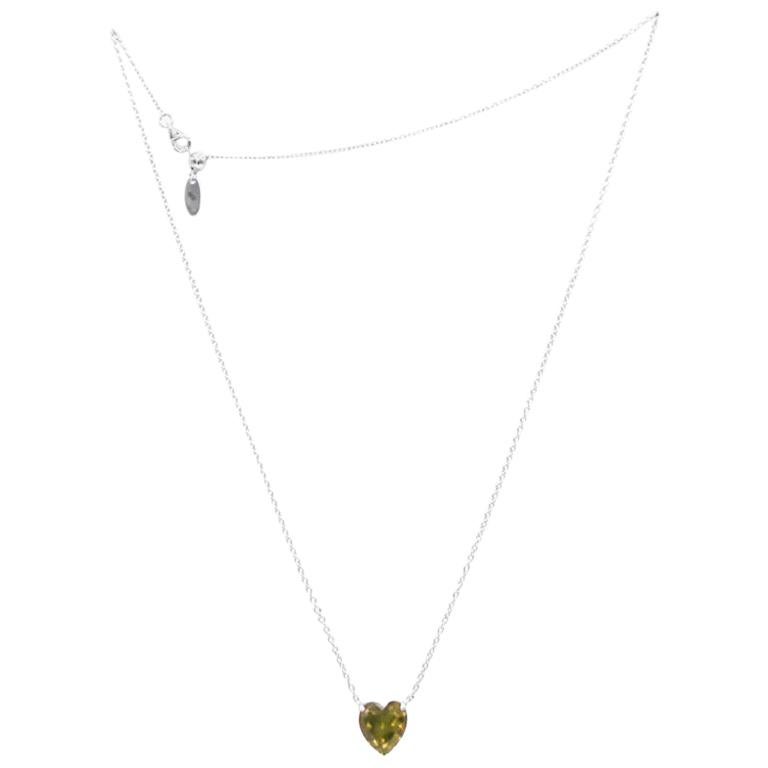 Imitation Diamond Heart Silver Necklace Canary