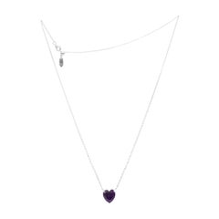 Imitation Diamond Heart Silver Necklace Light Purple