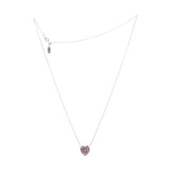 Imitation Diamond Heart Silver Necklace Pink