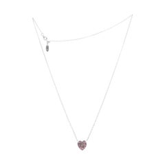 Collier d'imitation en argent avec cœur en diamant rose