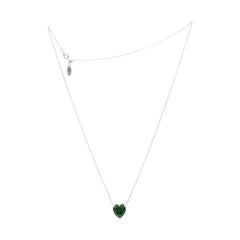 Imitation Diamond Heart Silver Necklace Synthetic Emerald