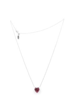 Imitation Diamond Heart Silver Necklace Synthetic Ruby