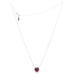 Imitation Diamond Heart Silver Necklace Synthetic Ruby