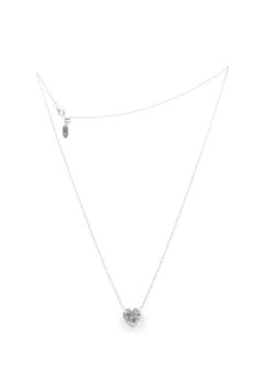 Imitation Diamond Heart Silver Necklace White
