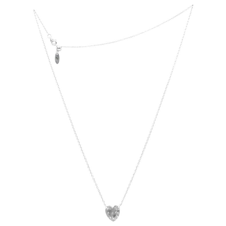 Imitation Diamond Heart Silver Necklace White For Sale