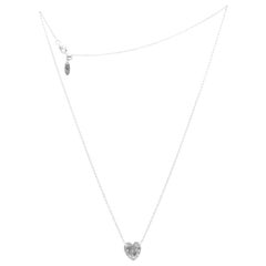 Imitation Diamond Heart Silver Necklace White