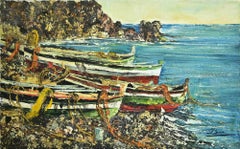 Seascape with Boats - Oil Paint by Immacolata Surace - 2000s