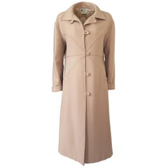 Vintage Immaculate 1960s Courreges Unusually Seamed Camel Toggle Coat