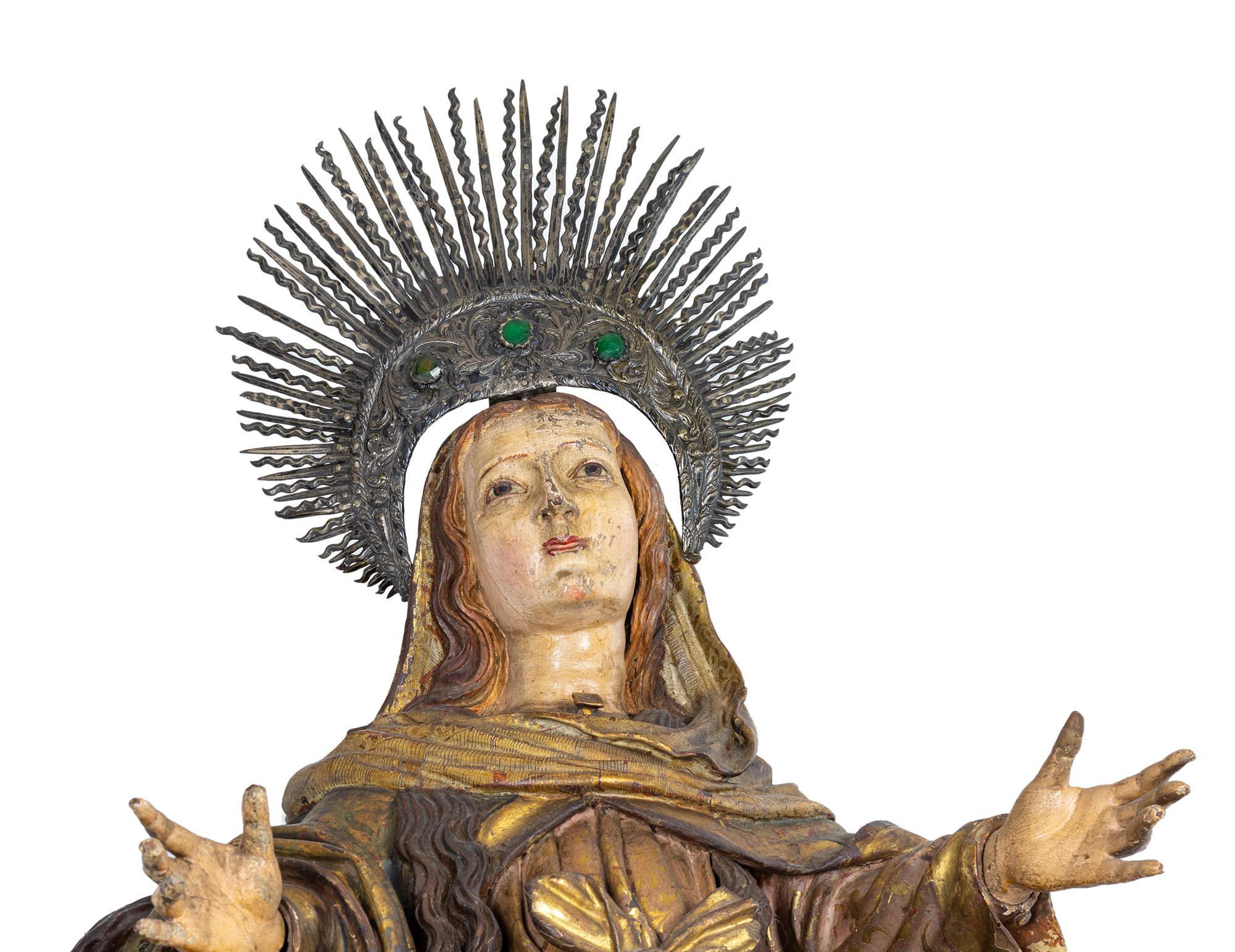 Wood Immaculate Conception Baroque Sculpture, 18th Century  - Religious Art For Sale